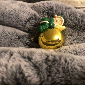 Gold Christmas Ornament with Sleeping Elf